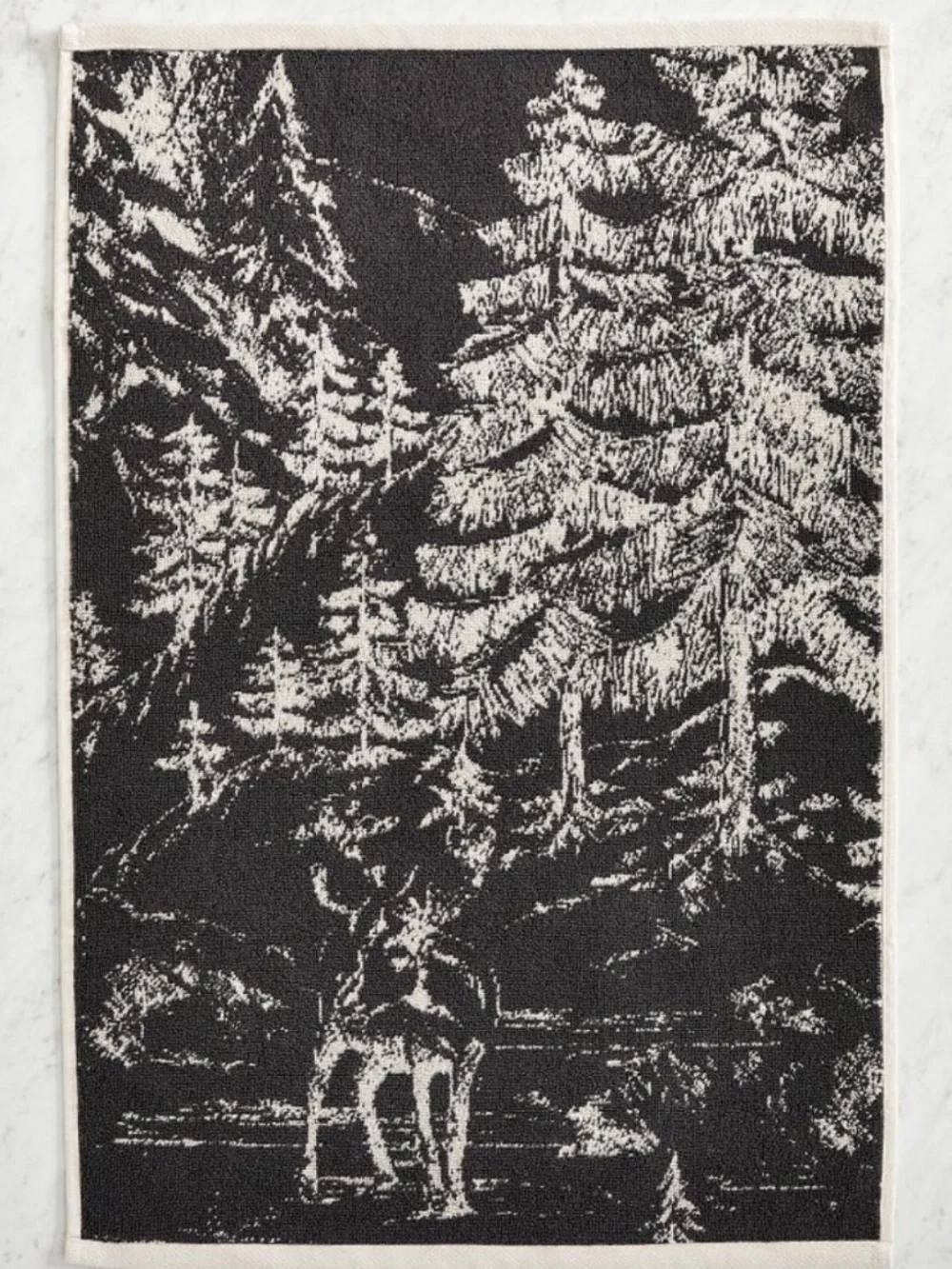 NWT Pottery Barn Rustic Forest Bath Towel Cabin Stag Cottage Woodland